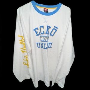 Ecko Unltd White and Blue Graphic T-Shirt 2XL